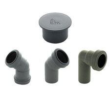 Hunter 40mm Waste Pipe Fittings Plastic Push Fit Plumbing Connectors Bends Grey