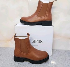 DREAM PAIRS Ankle Chelsea Boots UK 6 Tan Chunky