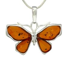 Butterfly Necklace Sterling Silver 925 Pendant with Natural Baltic Amber