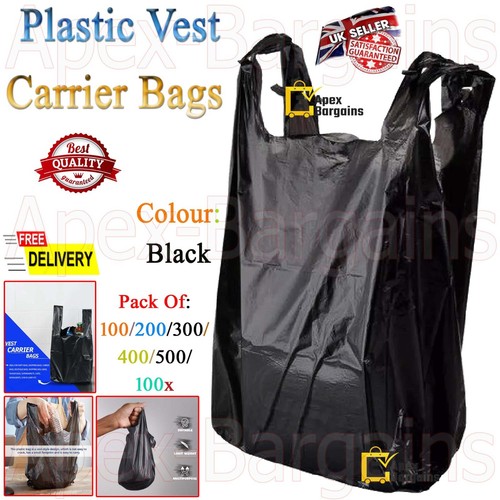 Black plastic reusable vest - black,