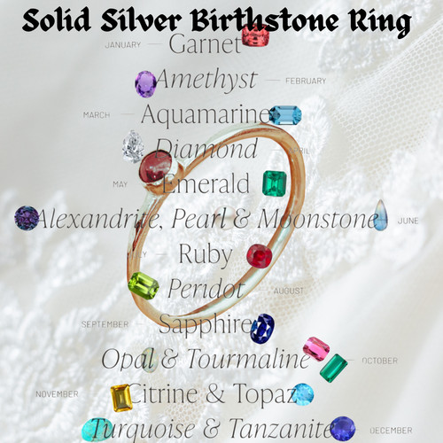 Solid silver 3mm - 3mm, birthstone