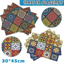 Set Of 4 Placemats Xmas Vintage Moroccan Mandala Floral Dining Table Place Mats
