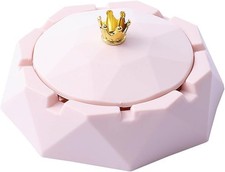 1Pc Pink Crown Stainless Steel Ashtray with Lids,Cigarettes for... 