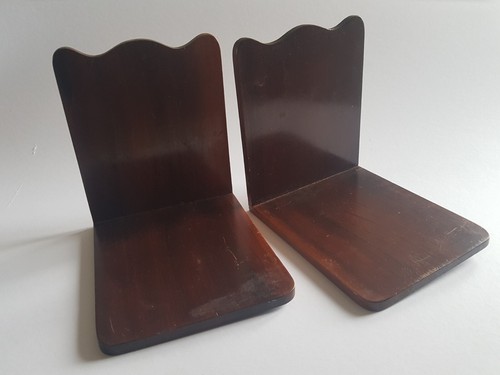 Antique fruit wood bookends - wood,