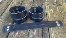 Real Leather Double Cuff Bracelet Restraint Choice of Colour & Width Handmade