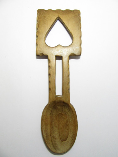 Wooden welsh love spoon heart - wooden,