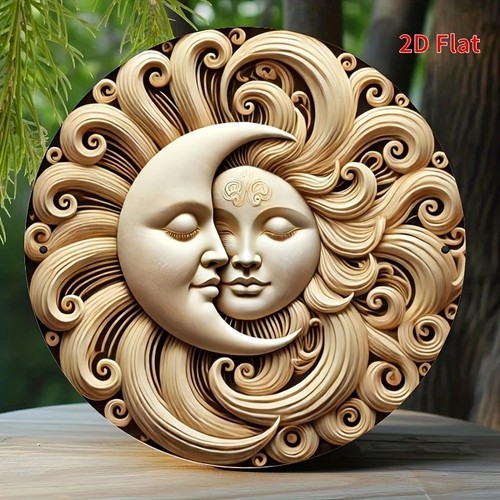 Sun moon metal - moon, plaque