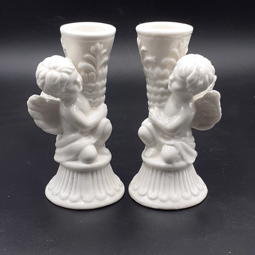 Vintage white ceramic cherub - vintage,