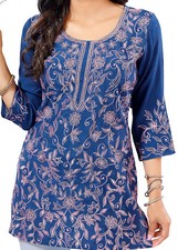 Embroidered Blue Kurti Tunic
