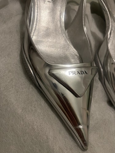 Prada metallic silver leather - metallic,