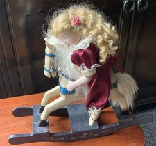 Ashton Drake Porcelain Rock-a-bye And Good Night wooden Horse & porcelain  Doll 