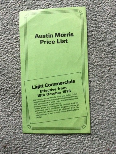Austin morris price list - morris,