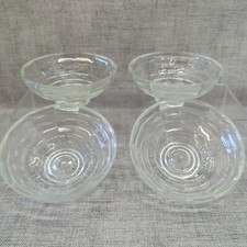 Vintage Set 4 Glass Ribbed Fruit Dessert Dishes 11.5cm Diameter
