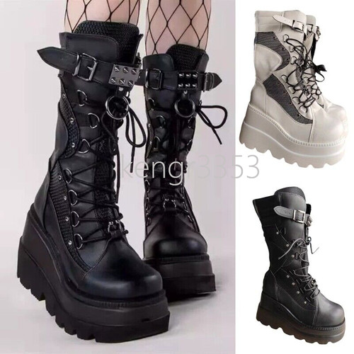 Womens platform boots buckle - platform,