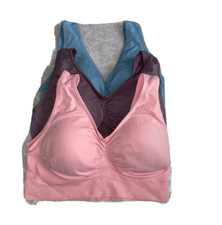 Women's 3-Pack Seamless Sports Bra Wirefree with Removable Pads Multicoloured M