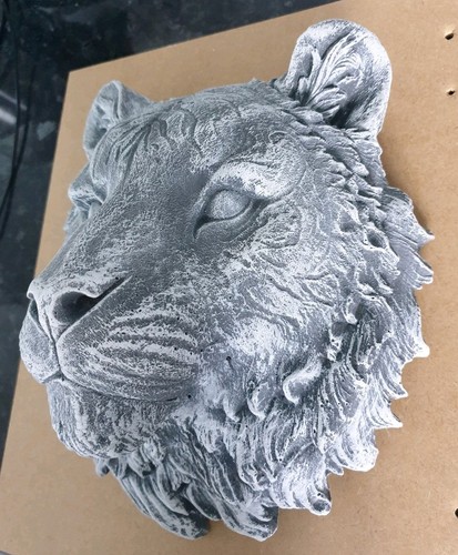 Concrete lioness head garden - concrete,