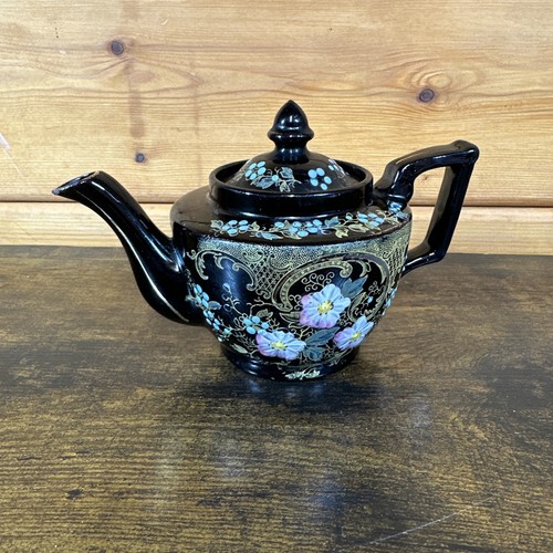Black gilt floral - black,