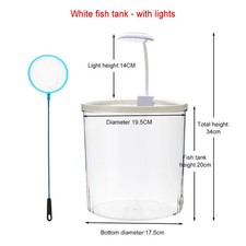 Round Fish Tank Transparent Oxygenated Flowing Water Desktop Small Aquarium UK