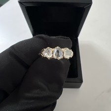 Georgian 3 Rose Cut Diamond Ring 14k Rose Gold