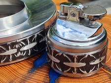 stainless steel ashtray & Lighter  unique design Made in Sweden  Arthur Salm Inc