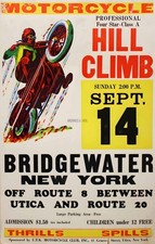 1958 Bridgewater New York Hill Climb - Motorcycle advertisement print poster