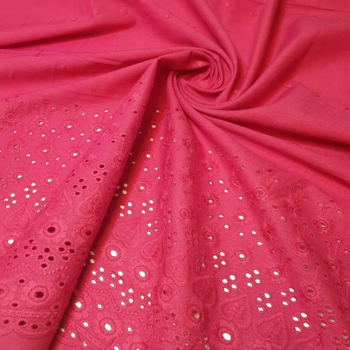 Hot pink 100 cotton broderie - pink,