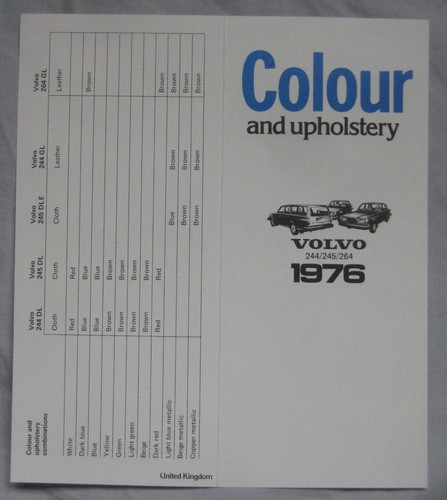 1976 volvo colour - &, upholstery