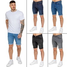 Enzo Mens Denim Shorts Cotton Casual Stretch Slim Fit Summer Half Pants