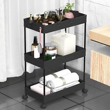 Storage Trolley 3-Tier Rolling Utility Cart Slide Out Shelving Organization