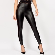 High Waist Leggings  Wet Look Latex Faux Imitation Leather Ankle Length
