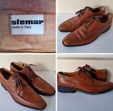 Stemar Men's UK Size 8.5 Dark Tan Leather Oxford Lace Up Shoes Made in Italy