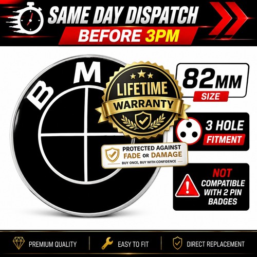 82mm hole black bonnet badge - 3,
