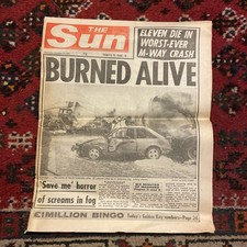 The Sun Newspaper Dec 12 1984. Britain’s Worst Ever Motorway Smash