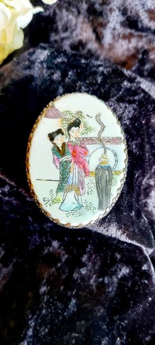Asian silver tone porcelain - silver,