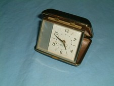 WESTCLOX GILT BRASS BEDSIDE TRAVEL ALARM CLOCK Illuminated With Side Light READ