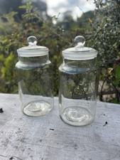 2 Large Glass Traditional Sweet Sweety Storage Country Kitchen Ground Lid Jars