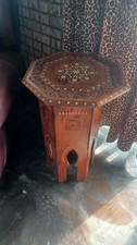 antique syrian mother of pearl inlay octagon table.