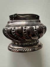 Vintage Ronson Crown Table Lighter Silver Plate 1950s MCM Art Deco Rhodium Tobac