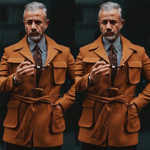 Wool men suits safari jacket - men's,