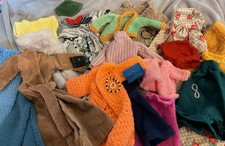 Bundle Of Vintage Hand Knitted Sewn fashion Doll Clothes . Barbie Sindy Size VGC