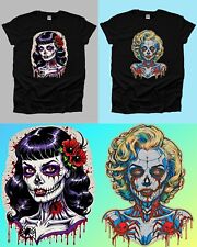 Marilyn Monroe Bettie Page Pin Up 50s 60s Zombie Goth Men Print Woman Tshirt UK