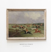THE QUORN HUNT Fox Hunt Equestrian Painting | Vintage British | Horse and Dog