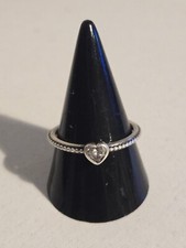 Pandora Beaded Heart Ring Genuine S925 Sterling Silver With CZ Size O½ 56 2mm