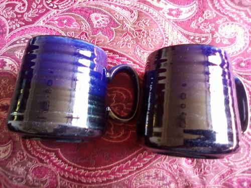 Two studio pottery mugs dark - studio,