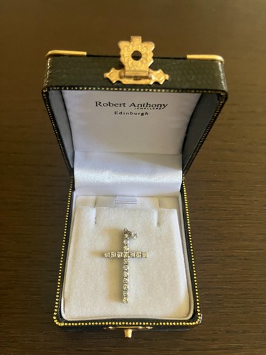 Natural diamond cross pendant - natural,