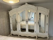 Solid French Rococo Style Wardrobe with Mirror Doors