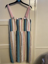 Damart Ladies Summer Multicoloured Striped Sleeveless Dress Size 14