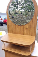 Vintage 1970s Hall Mirror Telephone and Directory  Shelf Unit Faux Teak