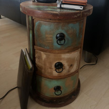 Drum Bedside Cabinet Rustic 3