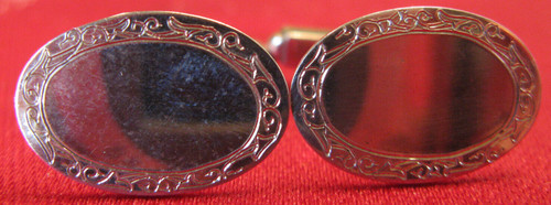 Vintage silver oval cufflinks - oval,